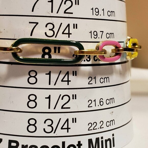 TOVA Reversible Bracelet Multicolor Paperclip Style Enamel  Approx 5.5" to 8" - Picture 11 of 12